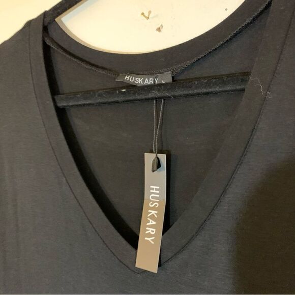 Huskary Maxi Dress Black Stretch U Shaped Bottom Sz Large NWT Gorgeous - Picture 2 of 5